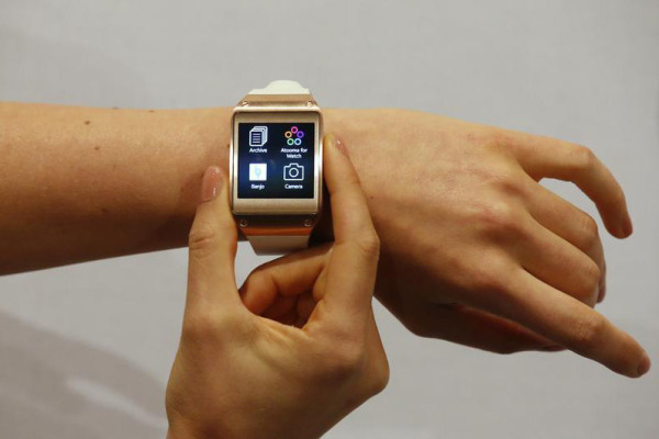 Model presents Samsung Galaxy Gear smartwatch after its launch at the IFA consumer electronics fair in Berlin